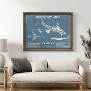 Boeing 747-4B5F Vintage Aviation Blueprint Print - Custom Pilot Name Can Be Added