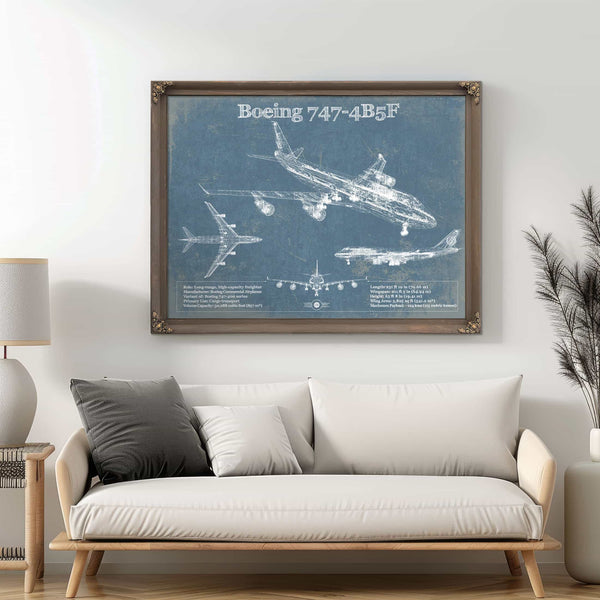 Boeing 747-4B5F Vintage Aviation Blueprint Print - Custom Pilot Name Can Be Added