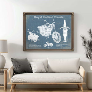 Royal Enfield Classis 350 And 500 Blueprint Motorcycle Patent Print