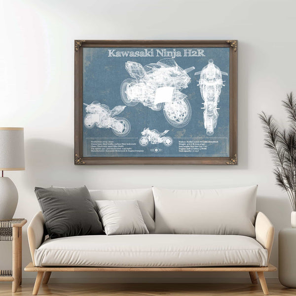 Kawasaki H2R Ninja Blueprint Motorcycle Patent Print