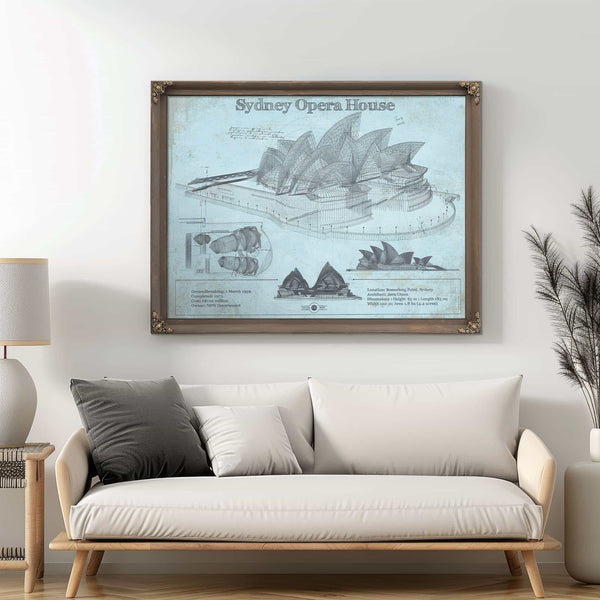 Sydney Opera House Blueprint Vintage Art Print