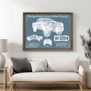 Dodge Ram 1500 Rebel (2015) Vintage Blueprint Auto Print
