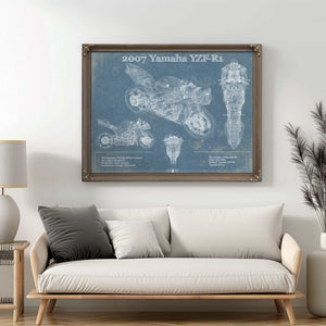 2007 Yamaha YZF-R1 Blueprint Motorcycle Patent Print