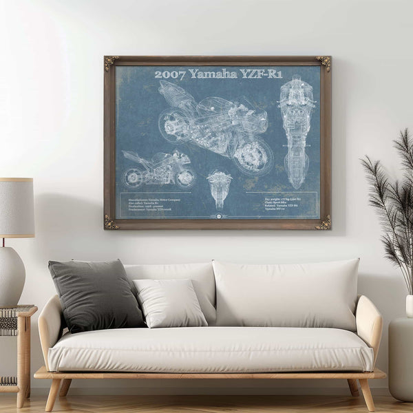 2007 Yamaha YZF-R1 Blueprint Motorcycle Patent Print