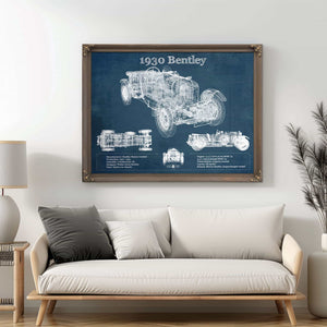 1930 Bentley Vintage Blueprint Auto Print