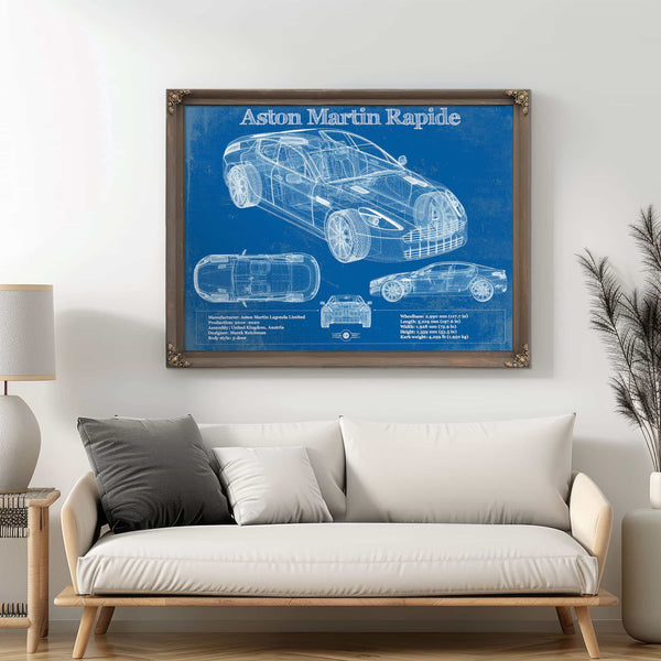 2011 Aston Martin Rapide Vintage Blueprint Auto Print