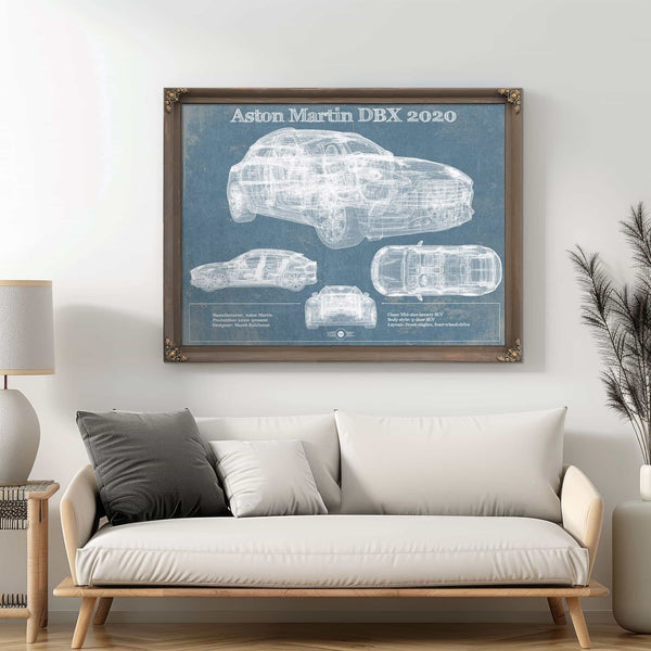 Aston Martin DBX 2020 Blueprint Vintage Auto Print