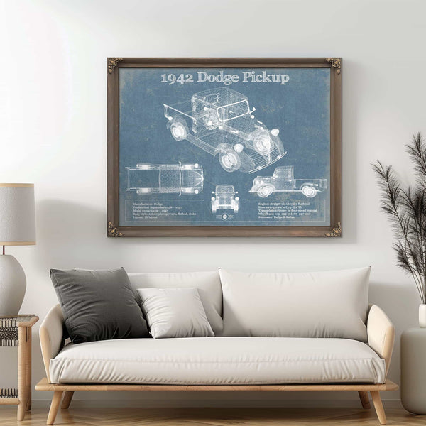 1942 Dodge Pickup Vintage Blueprint Auto Print