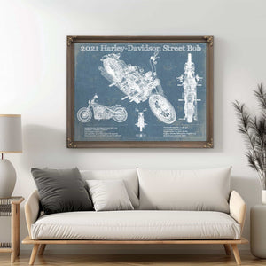 2021 Harley-Davidson Street Bob 114 Blueprint Motorcycle Patent Print