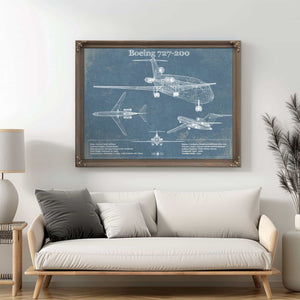 Boeing 727-200 Vintage Aviation Blueprint Print - Custom Pilot Name Can Be Added