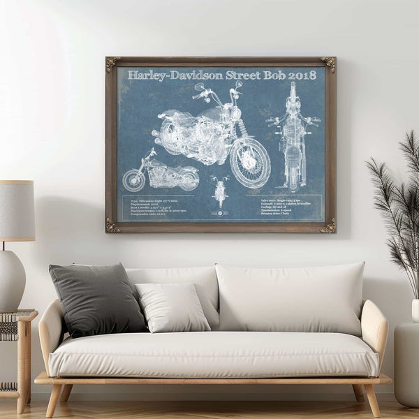 Harley-Davidson Street Bob 2018 Blueprint Motorcycle Patent Print