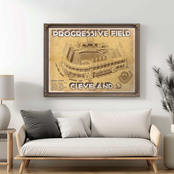 Cleveland Indians Progressive Field Vintage Baseball Print