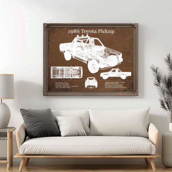 1986 Toyota Hilux Pickup Vintage Blueprint Auto Print