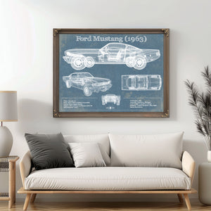 Ford Mustang 1963 Original Blueprint Art