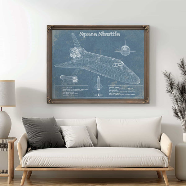 Space Shuttle Aviation Blueprint Print