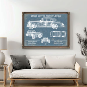 Rolls Royce Silver Cloud Vintage Blueprint Auto Print