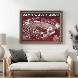 Davis Wade Stadium -  Mississippi State Football Vintage Art Print