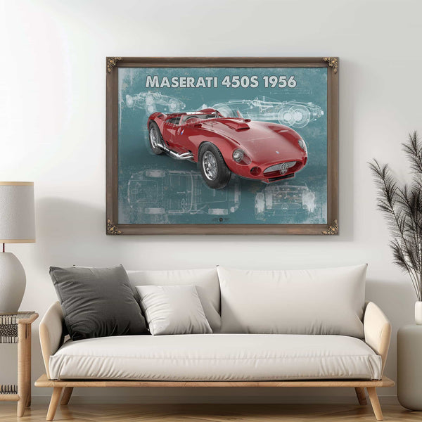 Maserati 450s 1956 Original Vintage Car Blueprint