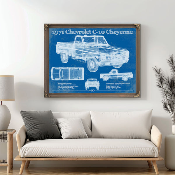 1971 Chevrolet C-10 Cheyenne Original Blueprint Art