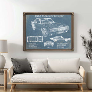 1967 Mercury Cougar Vintage Blueprint Auto Print