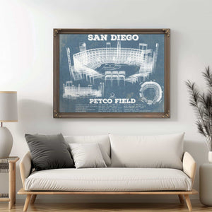 San Diego Padres - Petco Park Vintage Stadium Blueprint Baseball Print