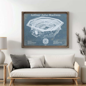 Vintage Arthur Ashe US Open Tennis Blueprint Art