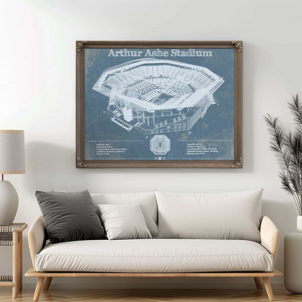 Vintage Arthur Ashe US Open Tennis Blueprint Art