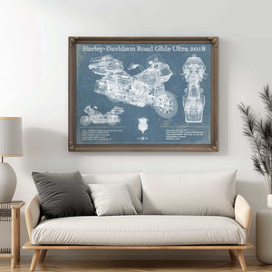 Harley-Davidson Road Glide Ultra 2018 Blueprint Motorcycle Patent Print