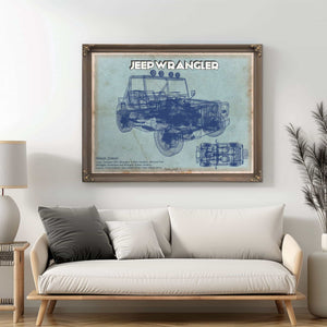 Jeep Wrangler Vintage Blueprint Auto Print