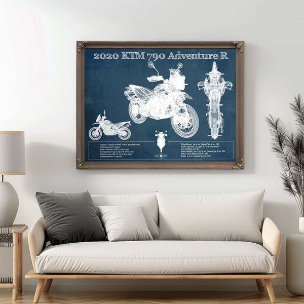 2020 Ktm 790 Adventure R Vintage Blueprint Auto Print