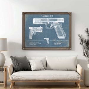 Glock 17 Blueprint Vintage Gun Print