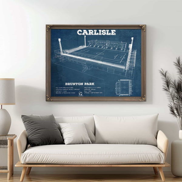 Carlisle United F.C. Brunton Park Blueprint Vintage Soccer Print