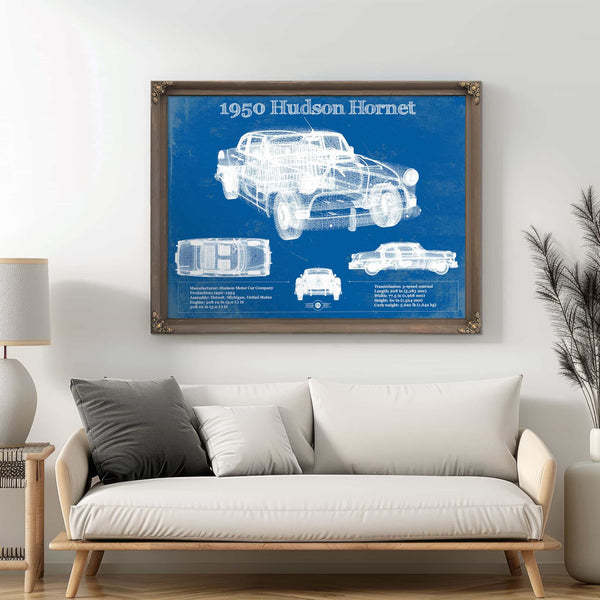 1950 Hudson Hornet Vintage Blueprint Auto Print