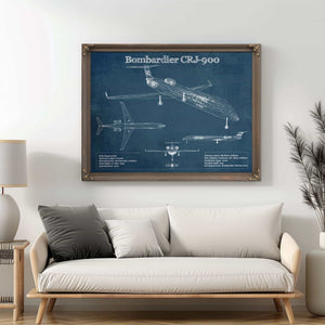 Bombardier CRJ-900 Vintage Aviation Blueprint Print - Custom Pilot Name can be Added