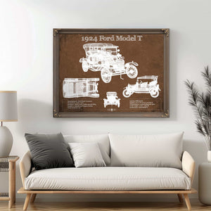 1924 Ford Model T Vintage Blueprint Auto Print