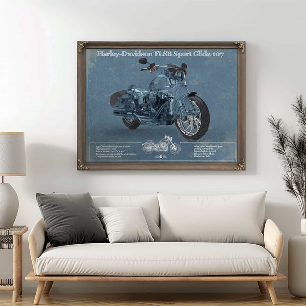 Harley-Davidson FLSB Sport Glide Blueprint Motorcycle Patent Print