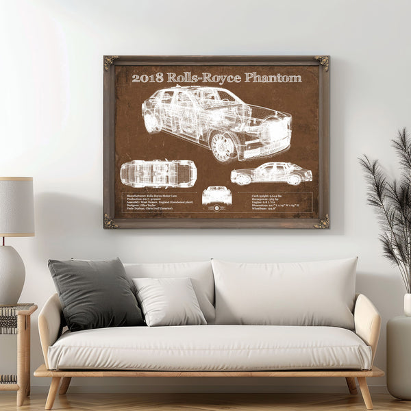 2018 Rolls Royce Phantom Vintage Blueprint Auto Print