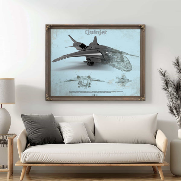 Quinjet Avengers Vintage Blueprint Wall Art