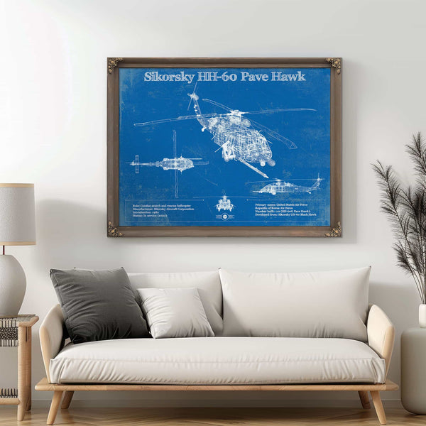 Sikorsky HH-60 Pave Hawk Vintage Aviation Blueprint Military Print