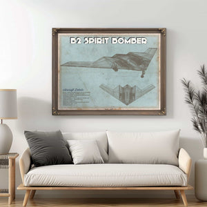 B2 Spirit Bomber Patent Blueprint Original Design Wall Art