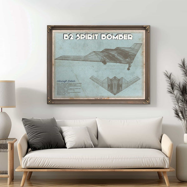 B2 Spirit Bomber Patent Blueprint Original Design Wall Art