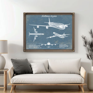 Airbus A320 Vintage Aviation Blueprint Print