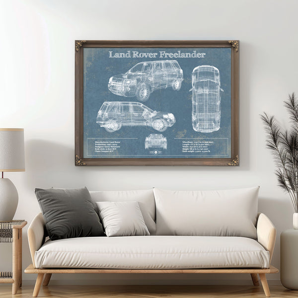 Land Rover Freelander Vintage Blueprint Auto Print