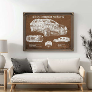 2013 Peugeot 508 SW Blueprint Vintage Auto Print