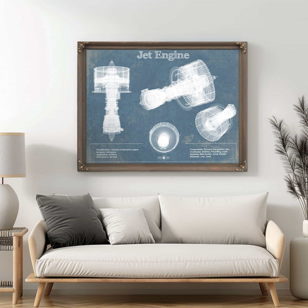 Jet Engine Vintage Original Blueprint Print