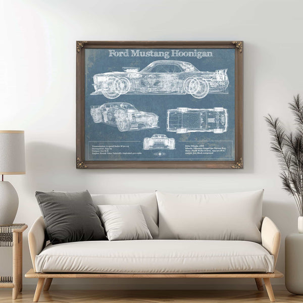 Ford Mustang Hoonigan Vintage Blueprint Auto Print