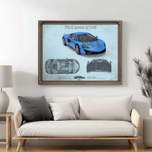 McLaren 570S Blueprint Vintage Auto Print