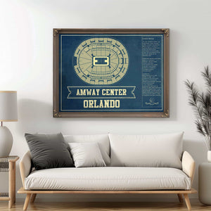Orlando Magic Amway Center Vintage Basketball Blueprint NBA Print