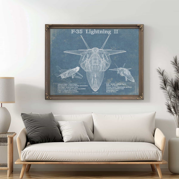 F-35 Aircraft Patent Blueprint Original Design Wall Art