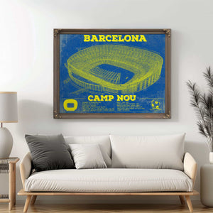 Vintage FC Barcelona Camp Nou Team Color Stadium Soccer Print
